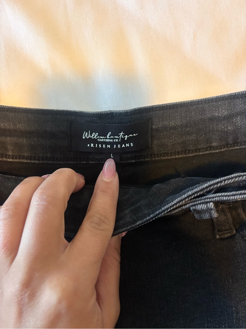 Willow Boutique x Risen shorts Women's Black Denim Jean Shorts Asymmetrical